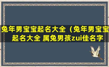 兔年男宝宝起名大全（兔年男宝宝起名大全 属兔男孩zui佳名字 有草山）